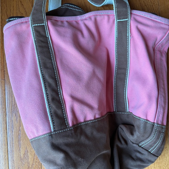 Pink and Brown Lands End Tote Bag - Picture 4 of 9